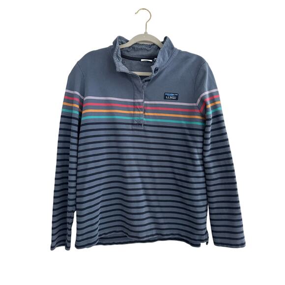 Women’s L.L. Bean Vintage Style Pullover with Denim Moc Neck Blue Size L - Picture 1 of 6
